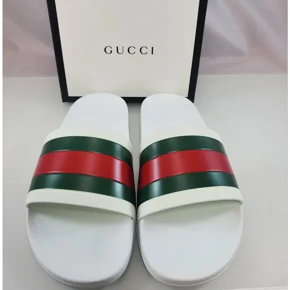 NWT$400 GUCCI Signature Pursuit 72 Stripe Slip-on Slide Sandals Sz 10G (10.5-11) - Picture 11 of 16